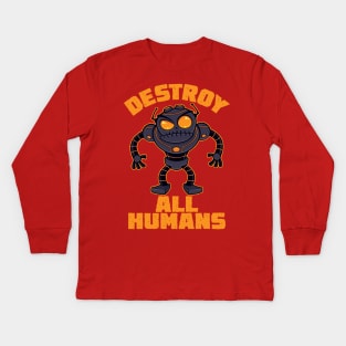 Destroy All Humans Angry Robot Kids Long Sleeve T-Shirt